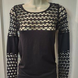 Venus Long Sleeve Bodycon Top BLK-Size Medium